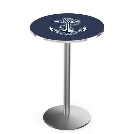 Holland Bar Stool Co 36" Stainless Steel US Naval Academy NAVY Pub Table L214S3628USNavA